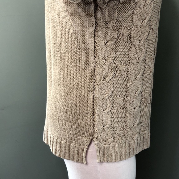 Talbots Sweater Cable Knit Lightweight Linen Cotton Beige Tan Small Petite - Picture 7 of 10
